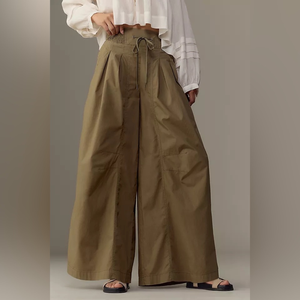 Anthropologie Olive Green Wide-Leg Pants